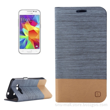 Flip Stand Canvas Leather Cover for Samsung Galaxy Core Prime G360 Case